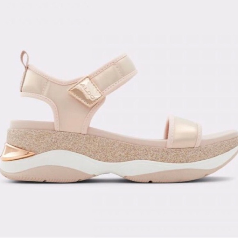 Aldo Cream Sandals with Chunky Platform Sole
